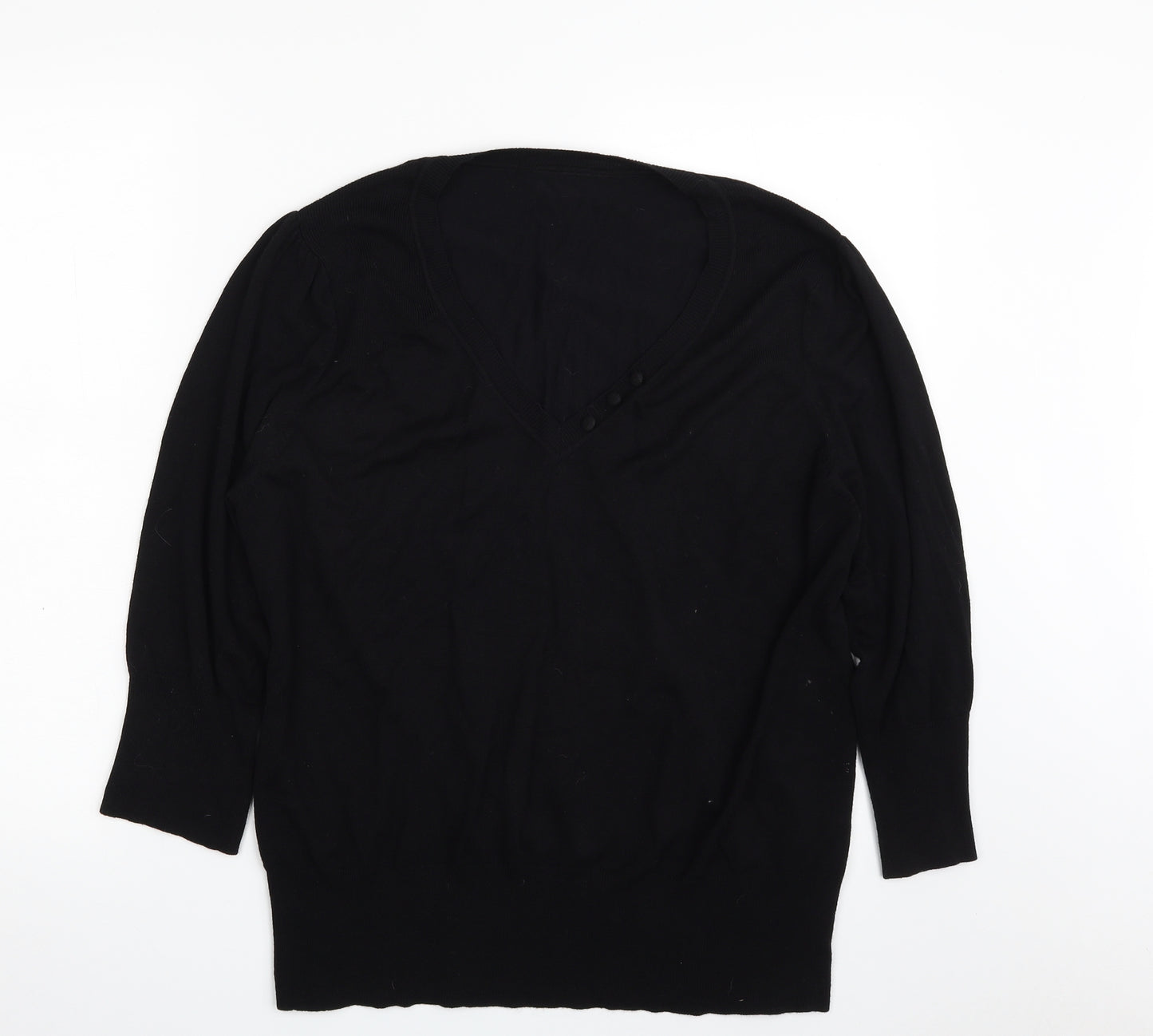 BHS Womens Black V-Neck  Viscose Pullover Jumper Size 20