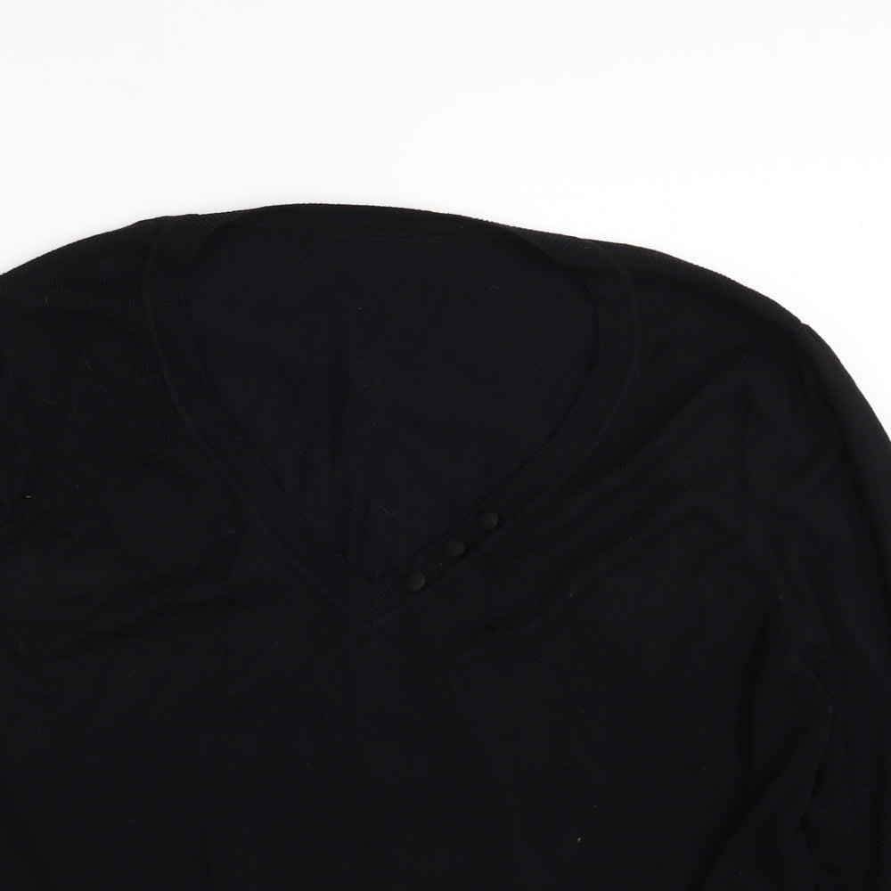 BHS Womens Black V-Neck  Viscose Pullover Jumper Size 20