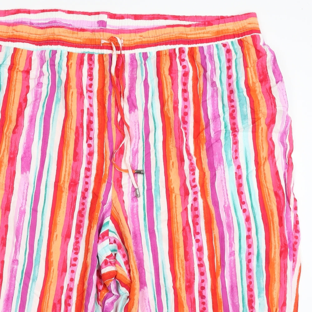 Bonmarché Womens Multicoloured Striped Viscose Cropped Trousers Size 24 L20 in Regular