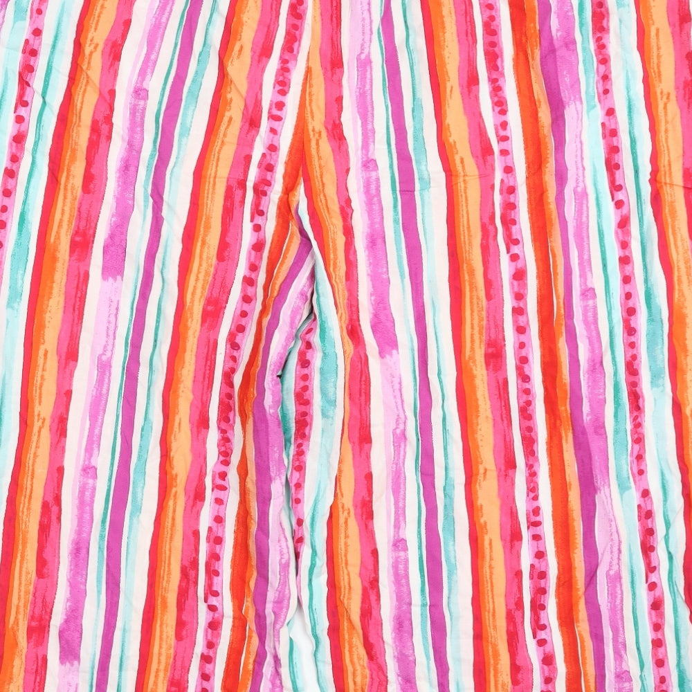 Bonmarché Womens Multicoloured Striped Viscose Cropped Trousers Size 24 L20 in Regular