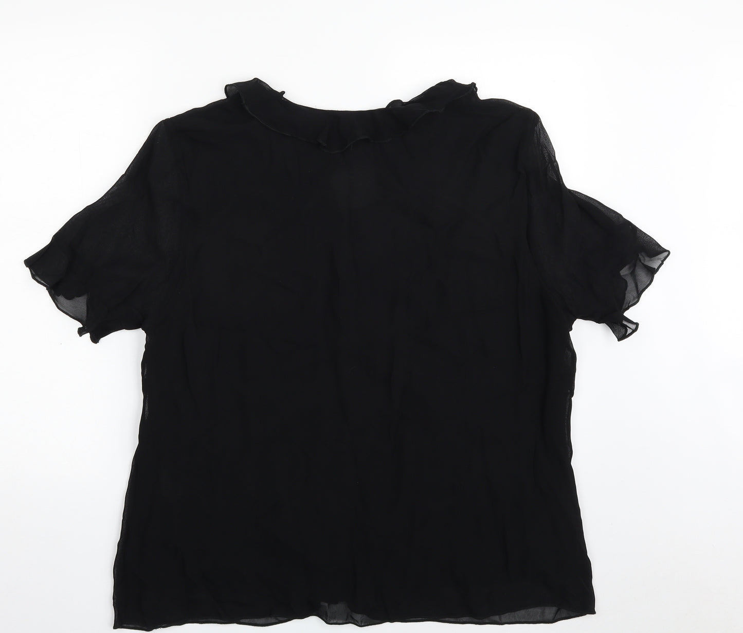 Damart Womens Black  Viscose Basic Button-Up Size 22 V-Neck