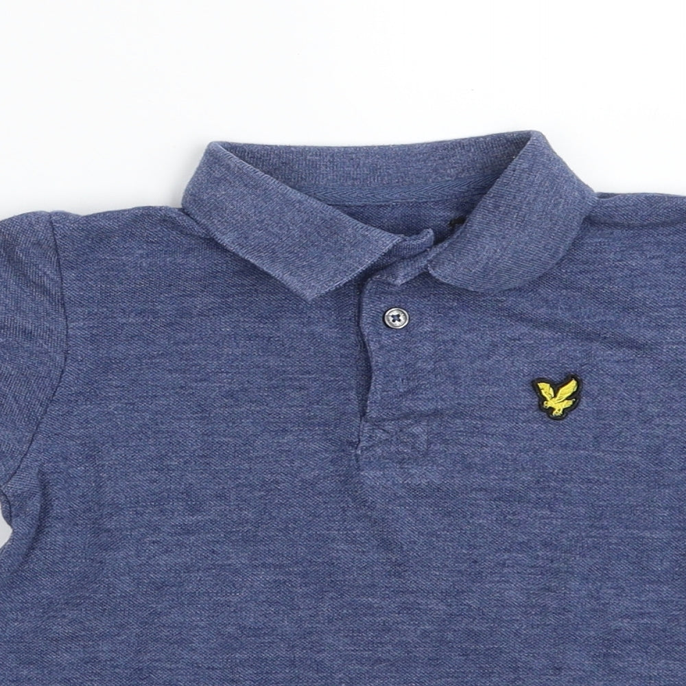 Lyle & Scott Boys Blue  Cotton Pullover Polo Size 4-5 Years Collared Button