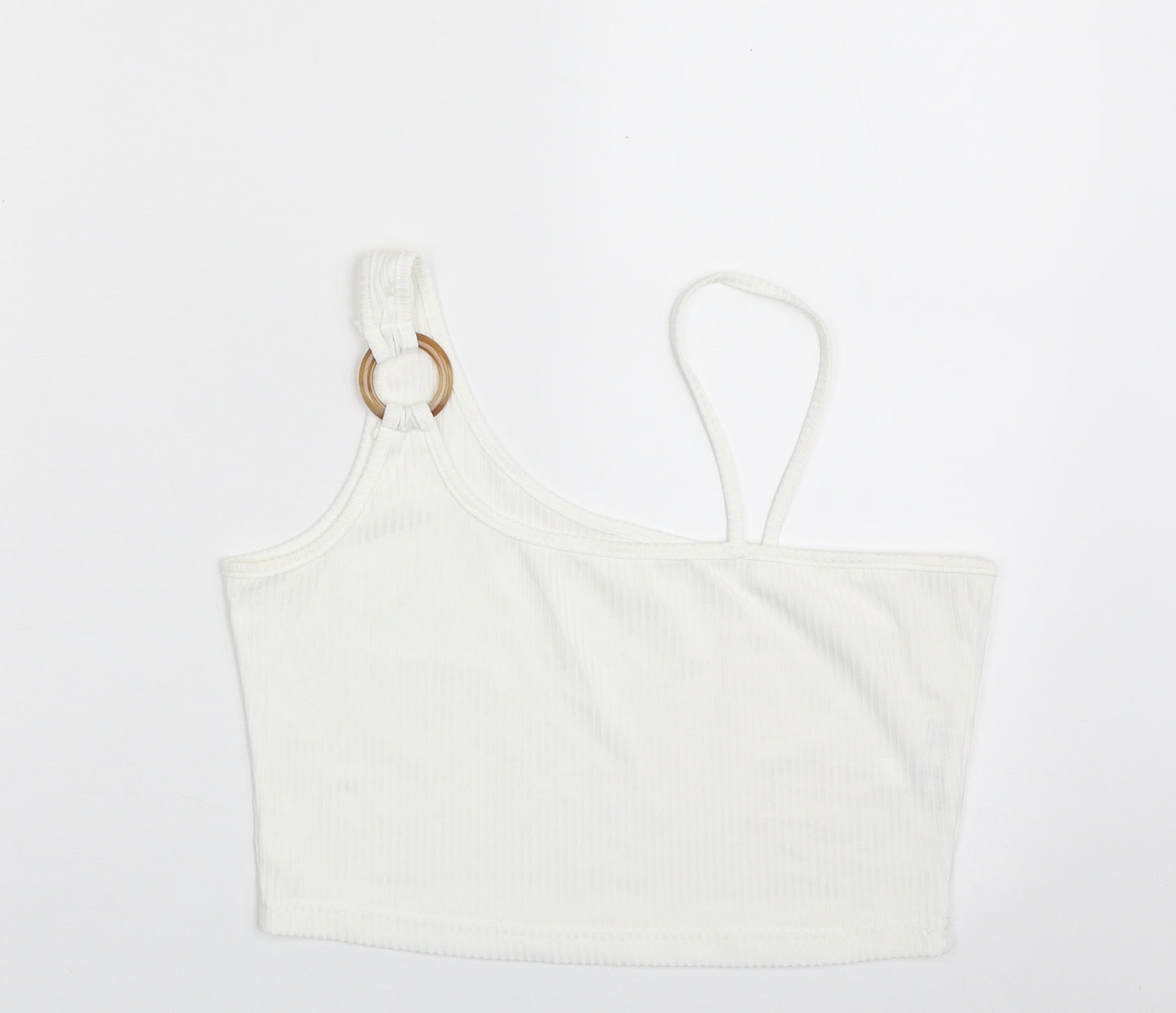 SheIn Womens White  Polyester Cropped Tank Size M Off the Shoulder - Band Tee