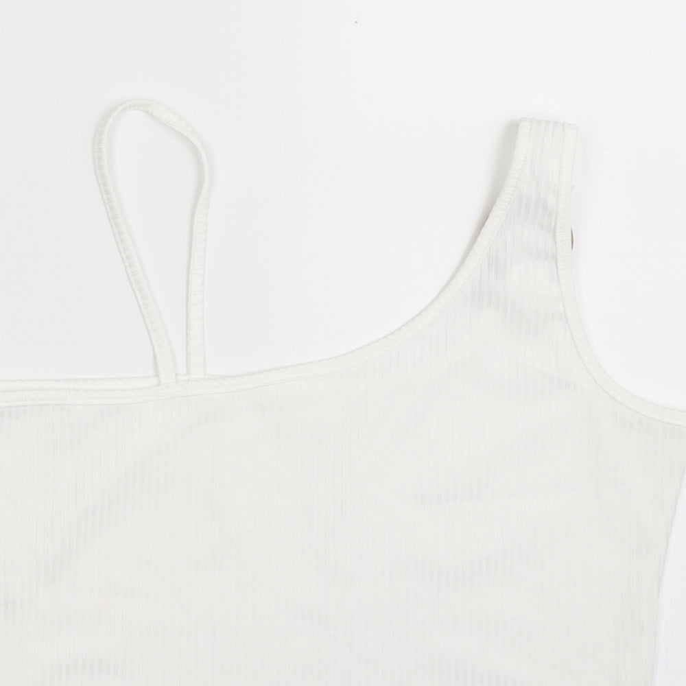 SheIn Womens White  Polyester Cropped Tank Size M Off the Shoulder - Band Tee