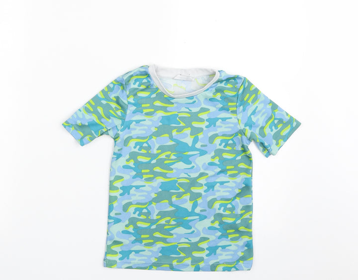 Pep&Co Boys Green Camouflage 100% Polyester Pullover T-Shirt Size 4-5 Years Crew Neck Pullover