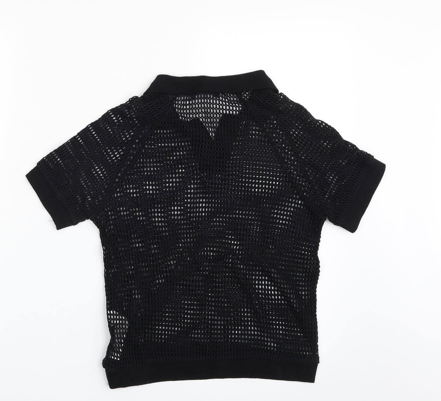 Bershka Womens Black  100% Cotton Basic T-Shirt Size XS Collared