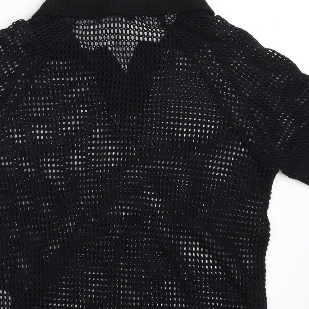 Bershka Womens Black  100% Cotton Basic T-Shirt Size XS Collared