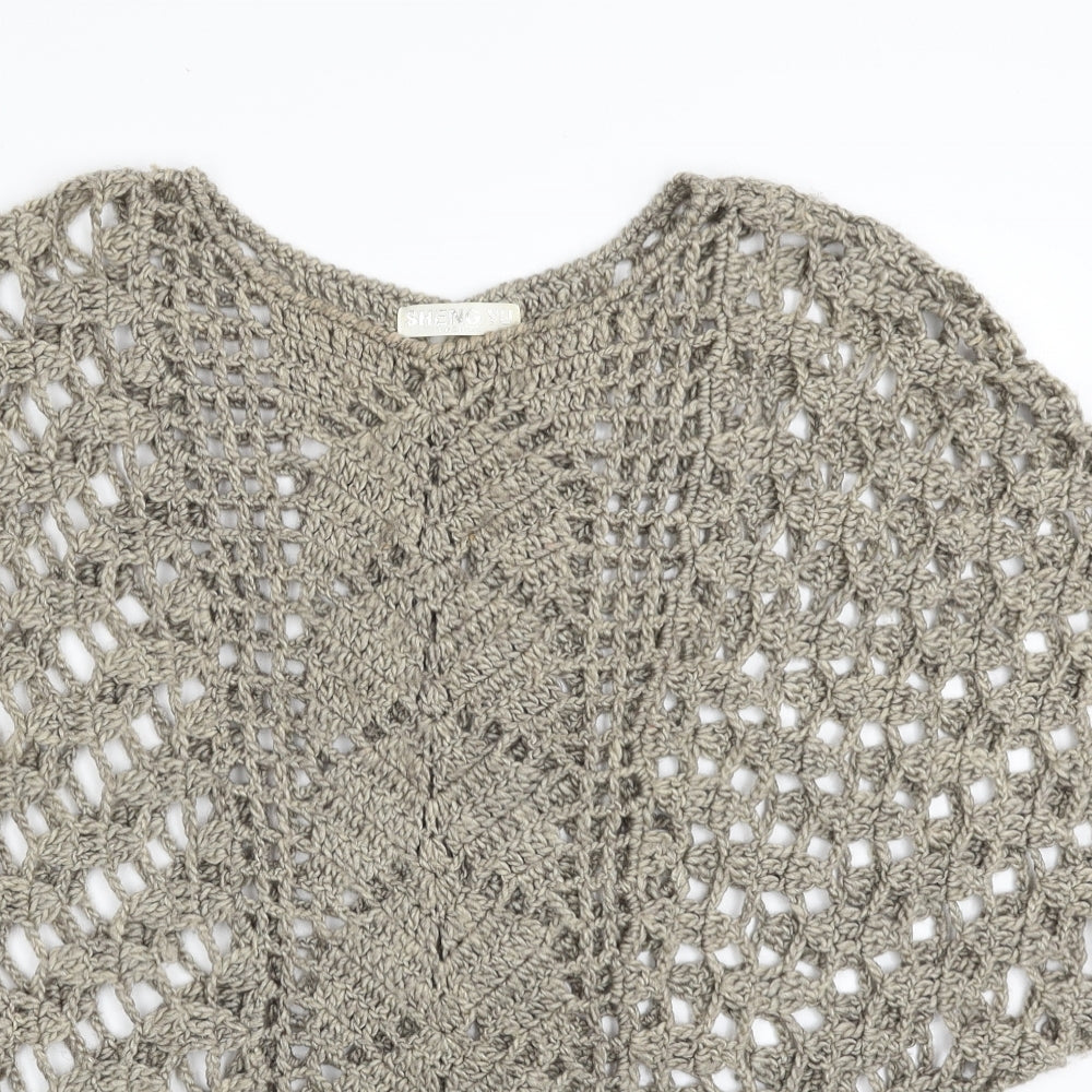 Sheng Yu Womens Beige Boat Neck  Acrylic Pullover Jumper Size L