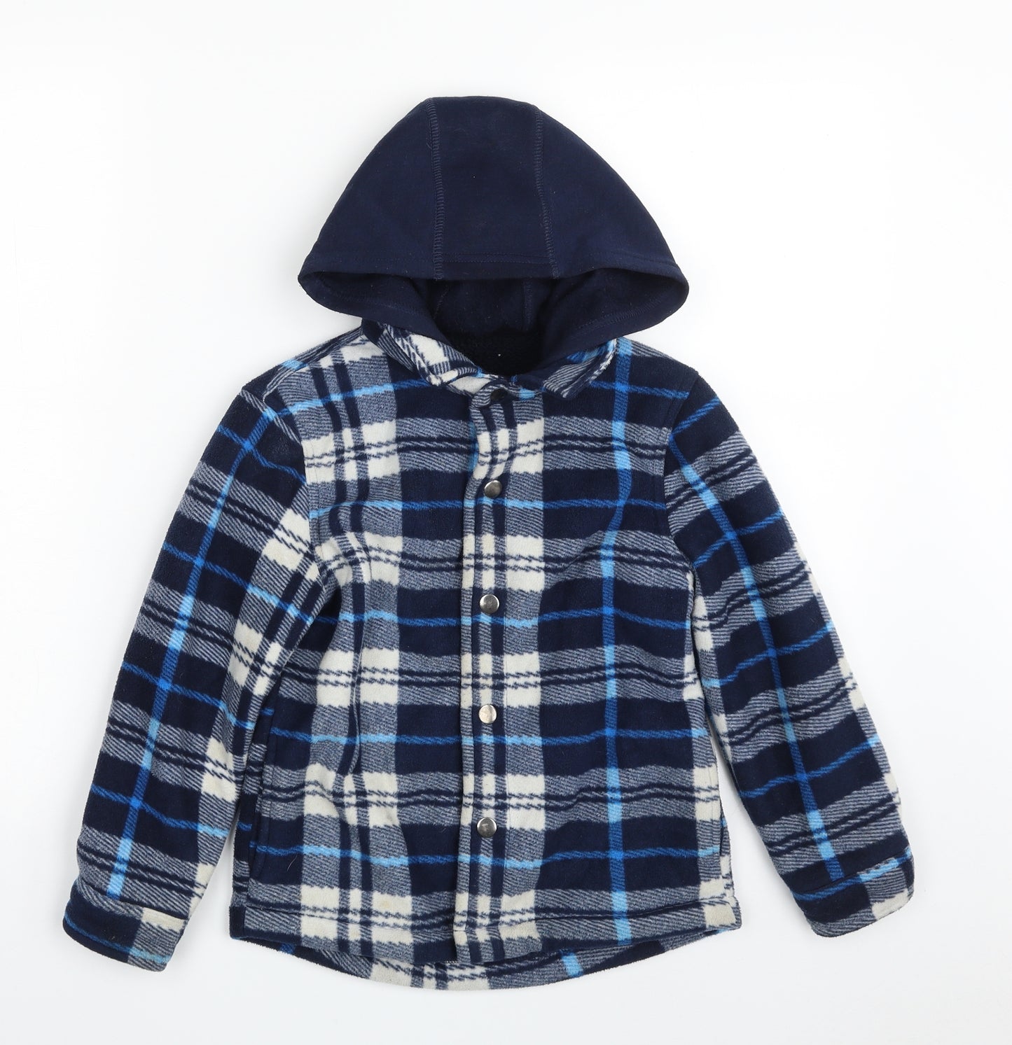 Dunnes Stores Boys Blue Plaid  Jacket  Size 7-8 Years  Snap