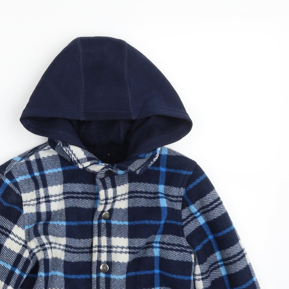 Dunnes Stores Boys Blue Plaid  Jacket  Size 7-8 Years  Snap