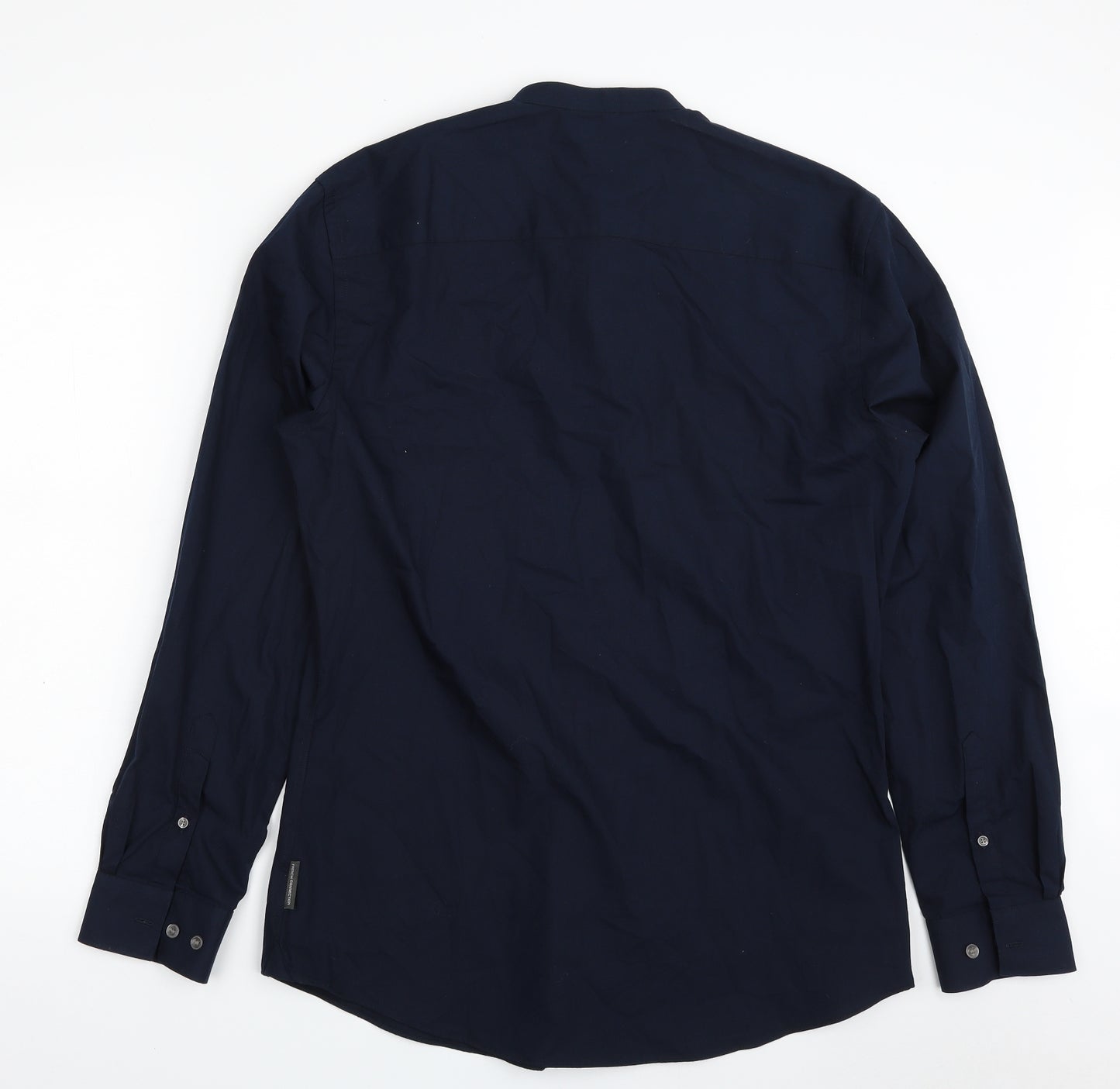 French Connection Mens Blue  Cotton  Button-Up Size L Round Neck Button