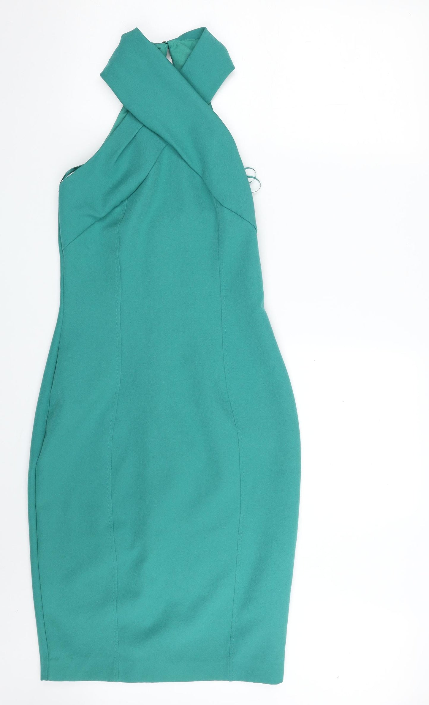 Lipsy Womens Green  Polyester Bodycon  Size 10  Halter Zip