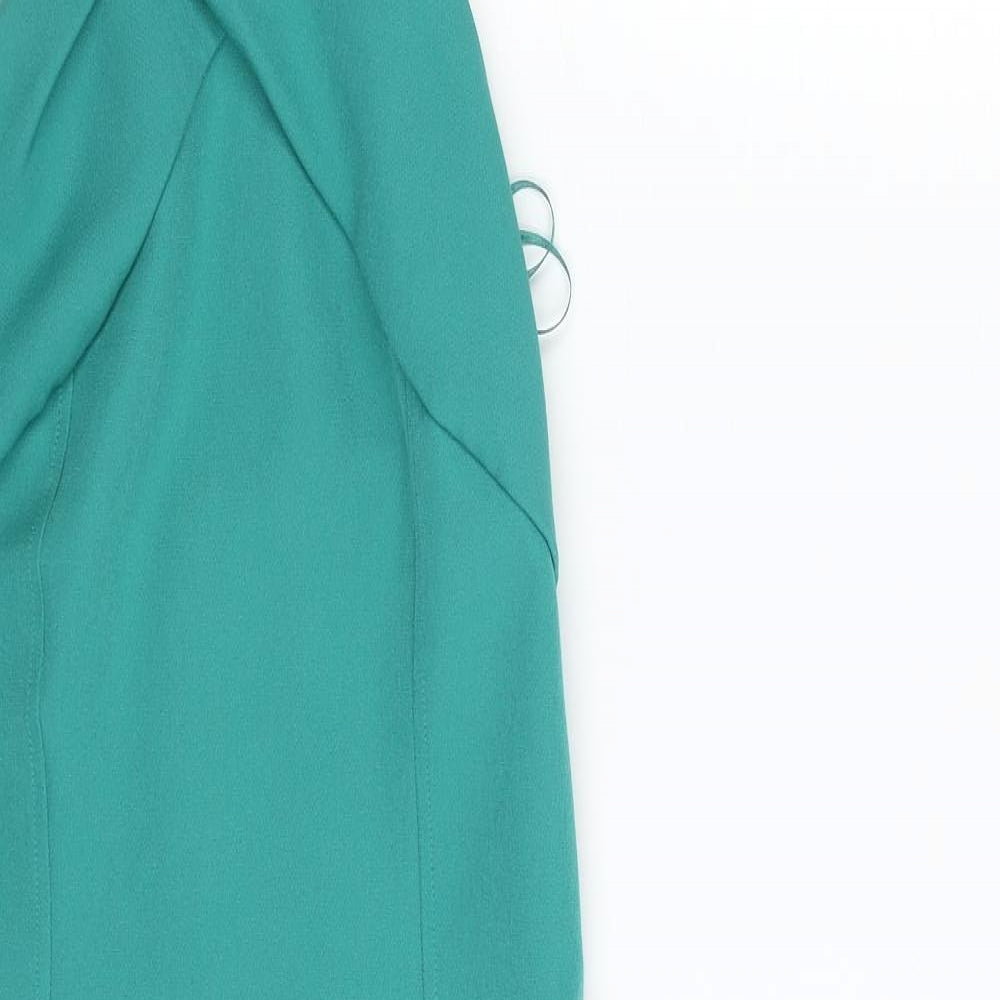 Lipsy Womens Green  Polyester Bodycon  Size 10  Halter Zip