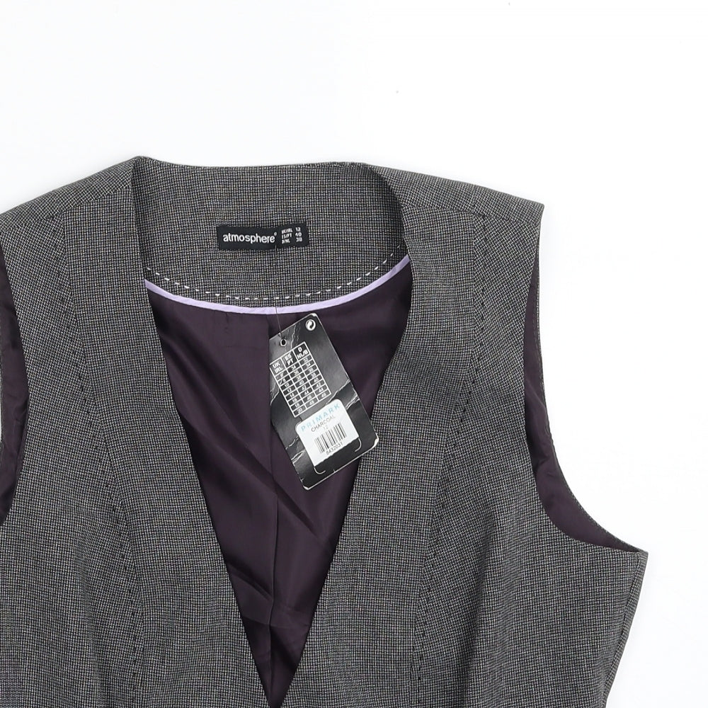 Atmosphere Womens Grey Geometric  Jacket Waistcoat Size 12  Button
