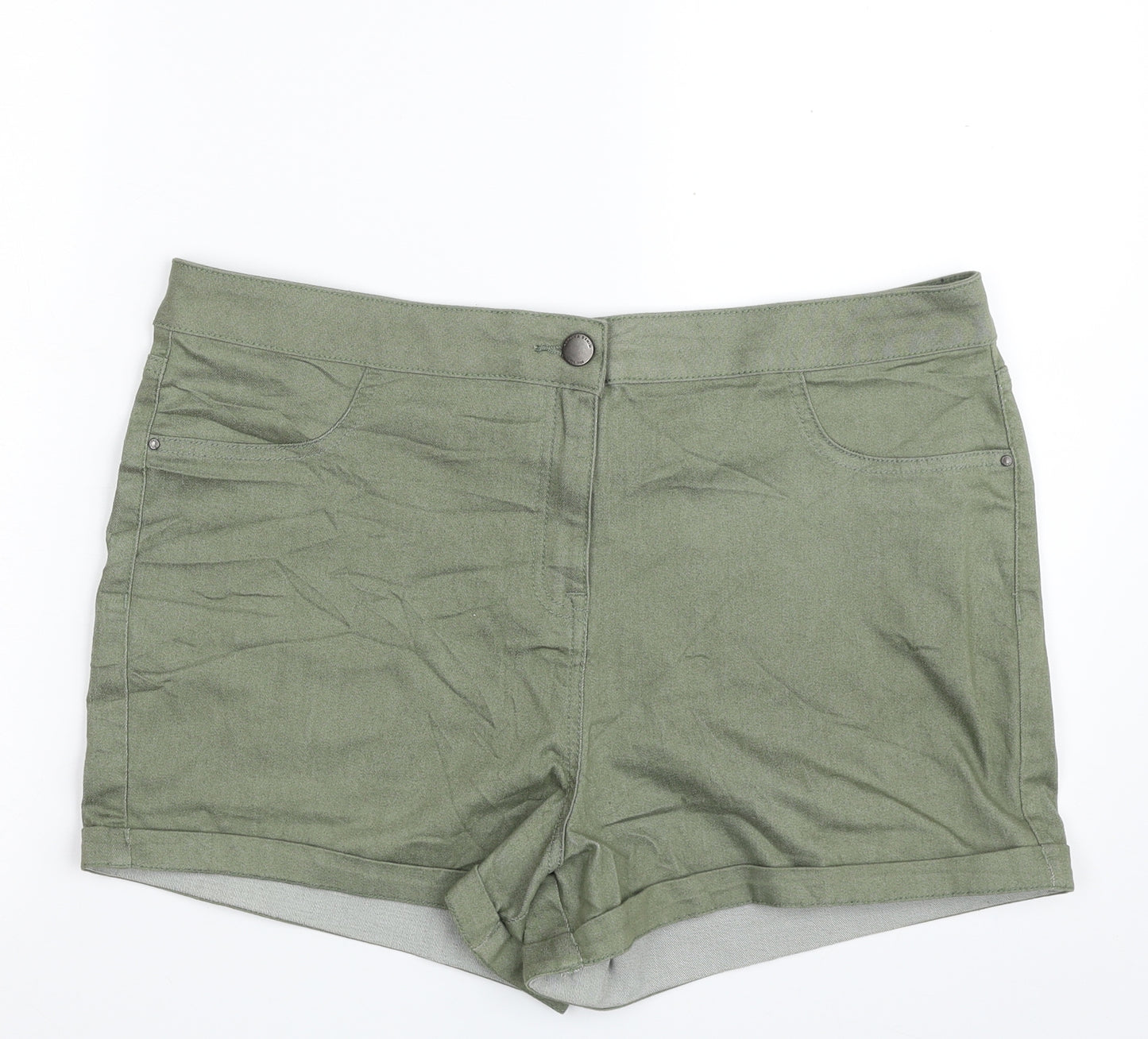 Matalan Womens Green  Cotton Mom Shorts Size 16 L3 in Slim Zip