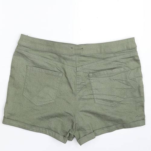 Matalan Womens Green  Cotton Mom Shorts Size 16 L3 in Slim Zip