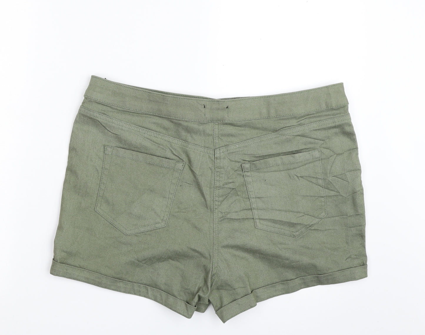 Matalan Womens Green  Cotton Mom Shorts Size 16 L3 in Slim Zip