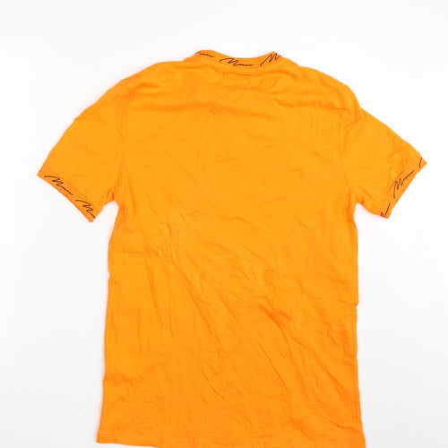 Boohoo Mens Orange  Cotton  T-Shirt Size S Crew Neck