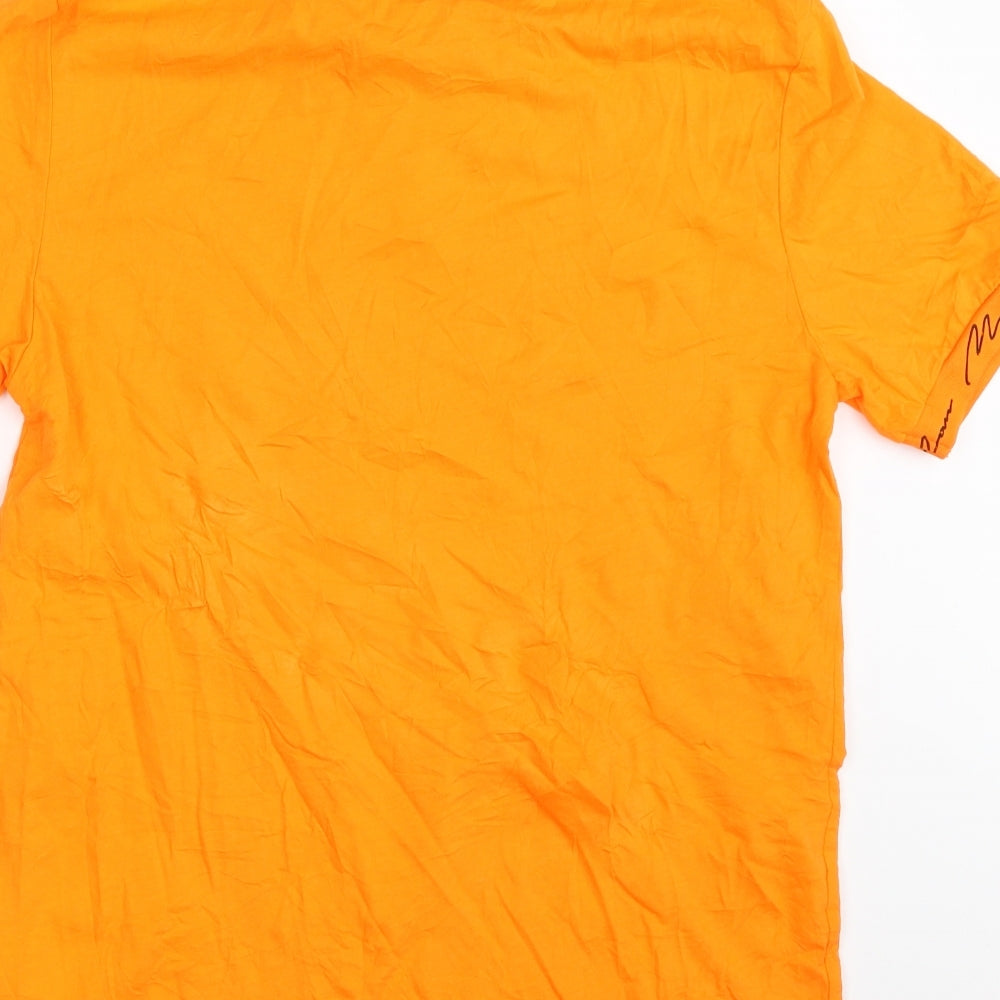 Boohoo Mens Orange  Cotton  T-Shirt Size S Crew Neck