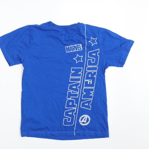 Character Boys Blue  100% Cotton Pullover T-Shirt Size 10-11 Years Crew Neck Pullover - Avengers