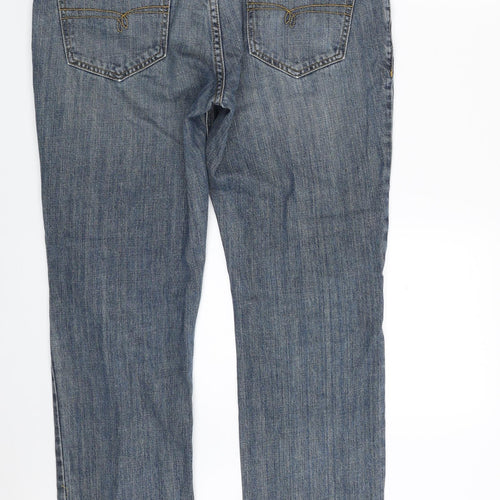 NEXT Mens Blue  Cotton Straight Jeans Size 32 in L31 in Slim Zip