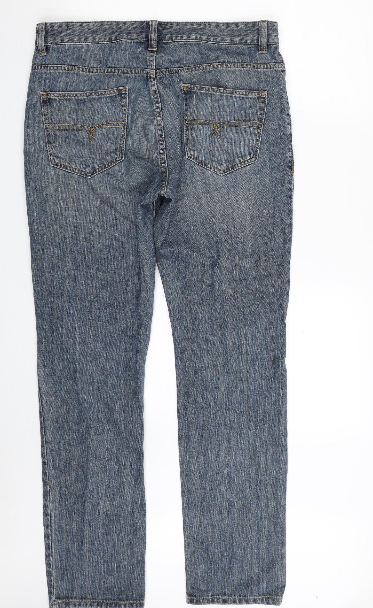 NEXT Mens Blue  Cotton Straight Jeans Size 32 in L31 in Slim Zip