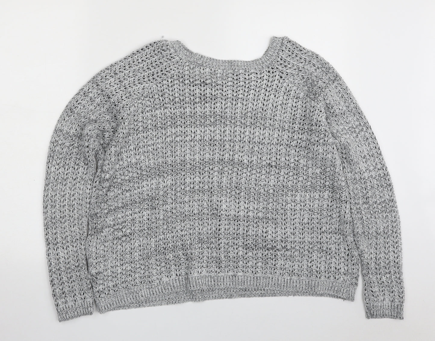 River Island Womens Silver Boat Neck  Cotton Pullover Jumper Size 14