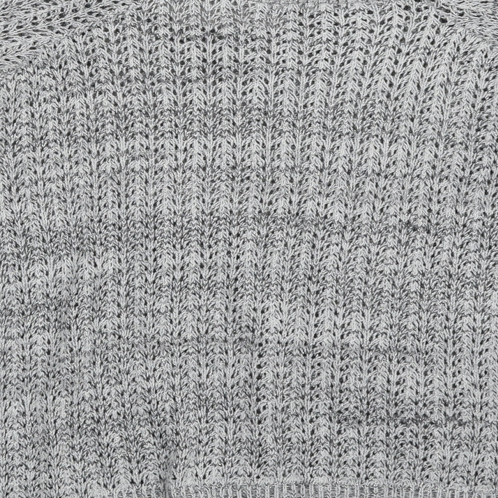 River Island Womens Silver Boat Neck  Cotton Pullover Jumper Size 14