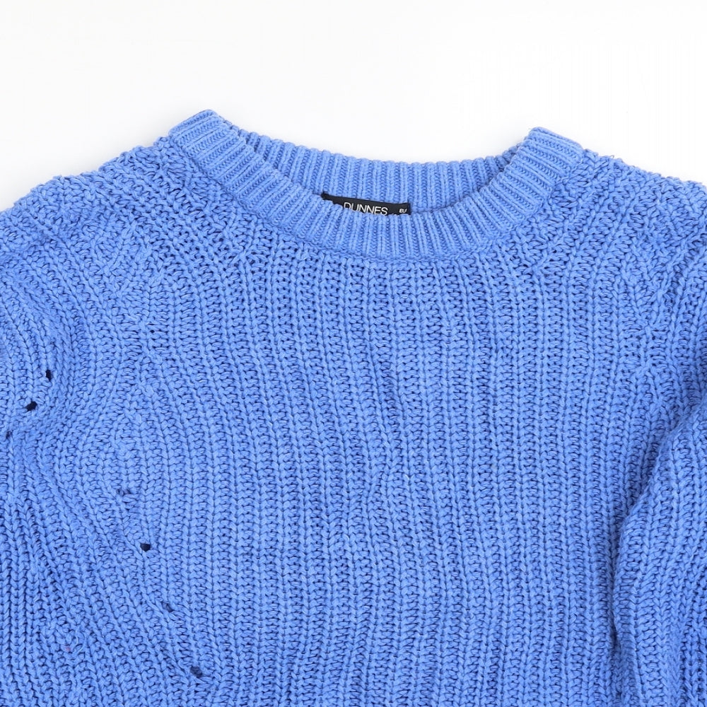 Dunnes Stores Womens Blue Crew Neck  Cotton Pullover Jumper Size S