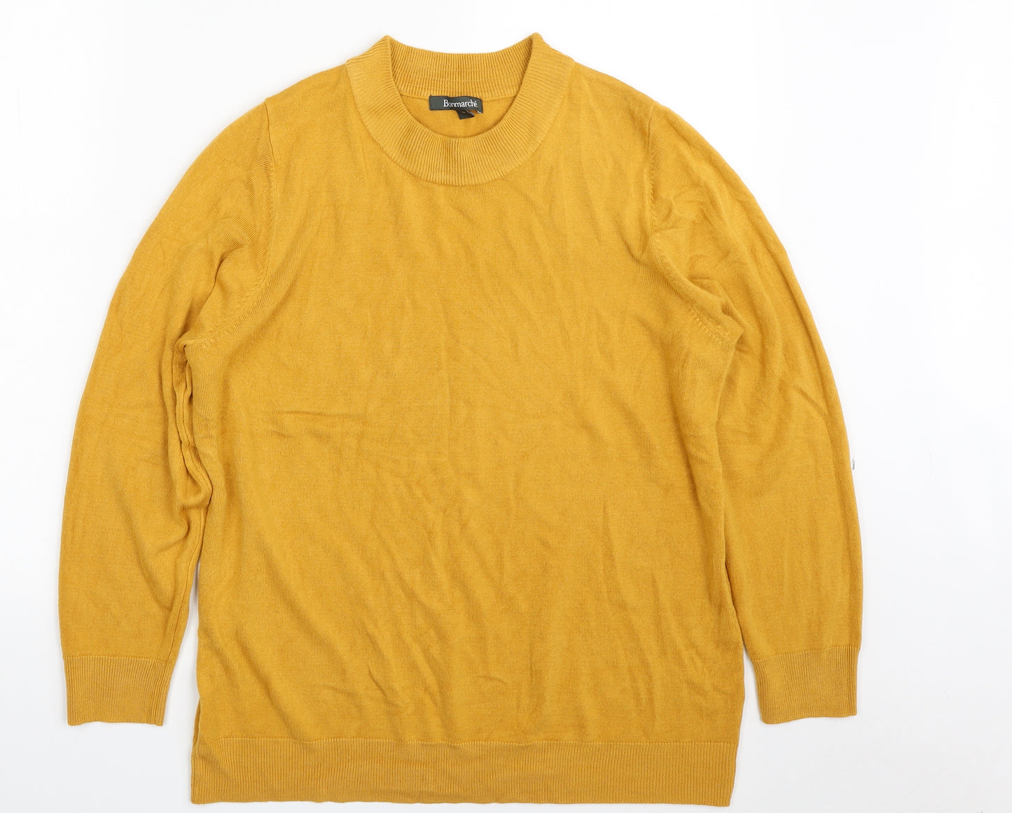 Bonmarché Womens Yellow Crew Neck  Acrylic Pullover Jumper Size 18