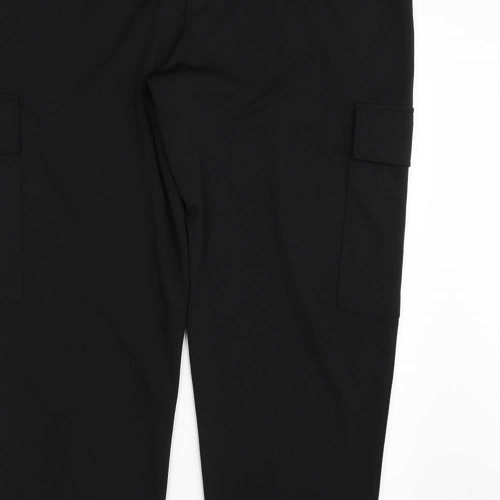 NEXT Womens Black  Polyester Cargo Trousers Size 18 L29 in Regular