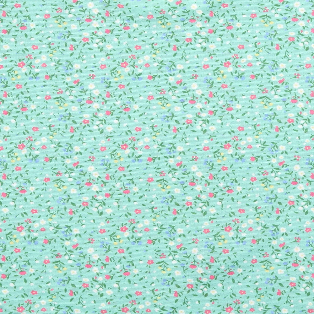 Papaya Womens Green Floral Polyester Basic T-Shirt Size 18 Boat Neck