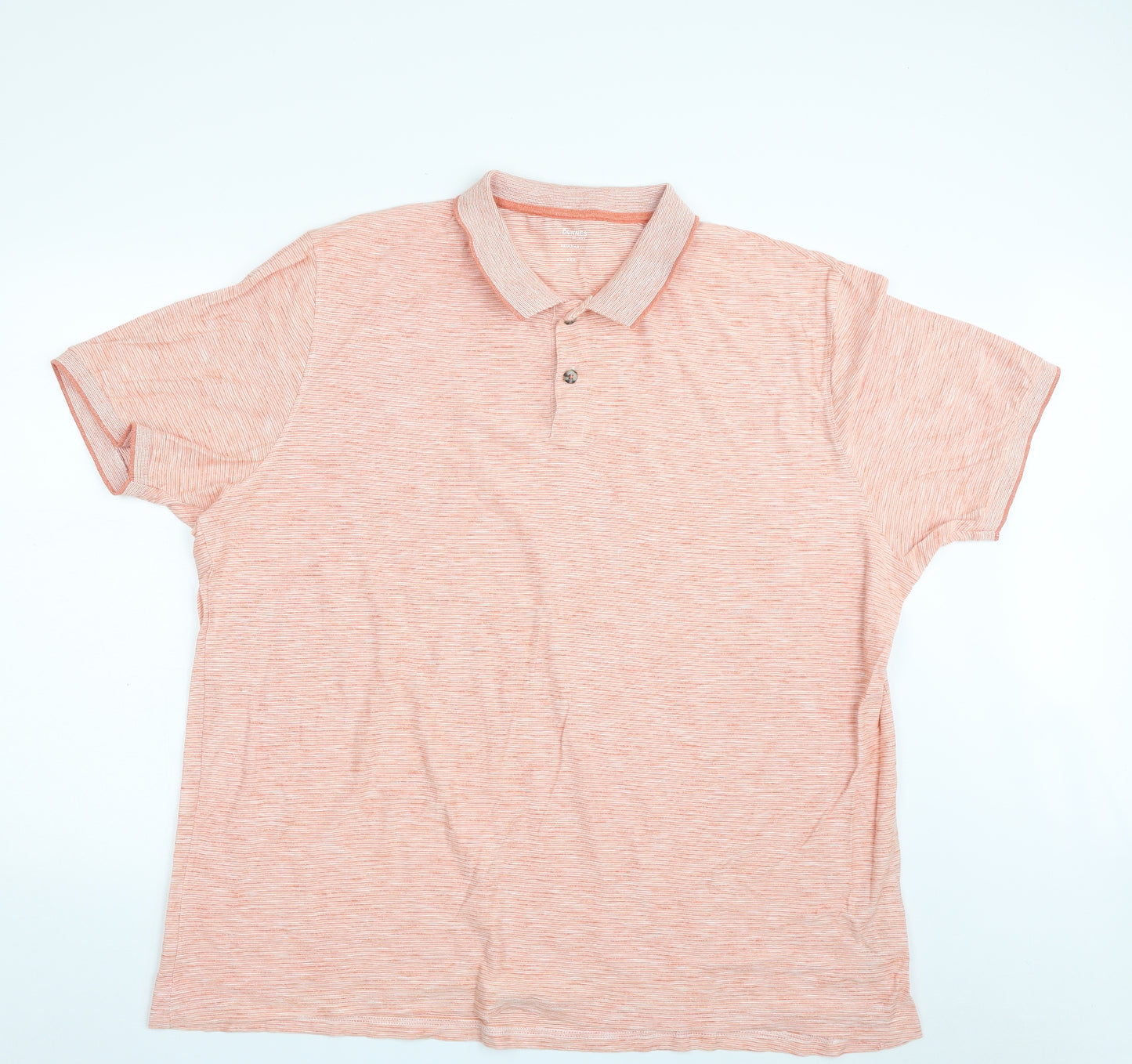Dunnes Stores Mens Orange  Cotton  Polo Size 3XL Collared Button