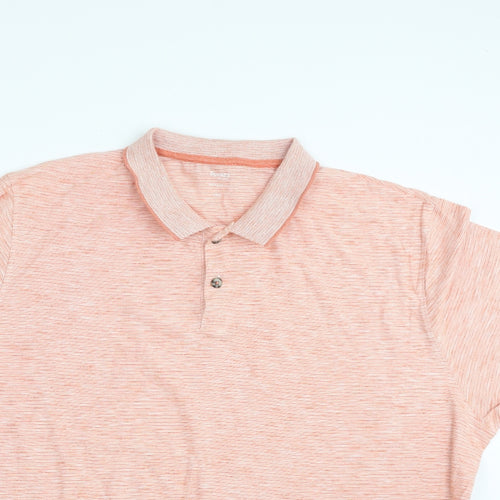 Dunnes Stores Mens Orange  Cotton  Polo Size 3XL Collared Button