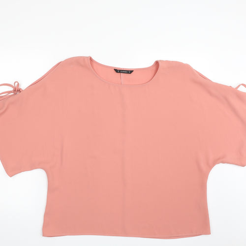 Dunnes Stores Womens Pink  Polyester Basic Blouse Size 16 Boat Neck - Tie