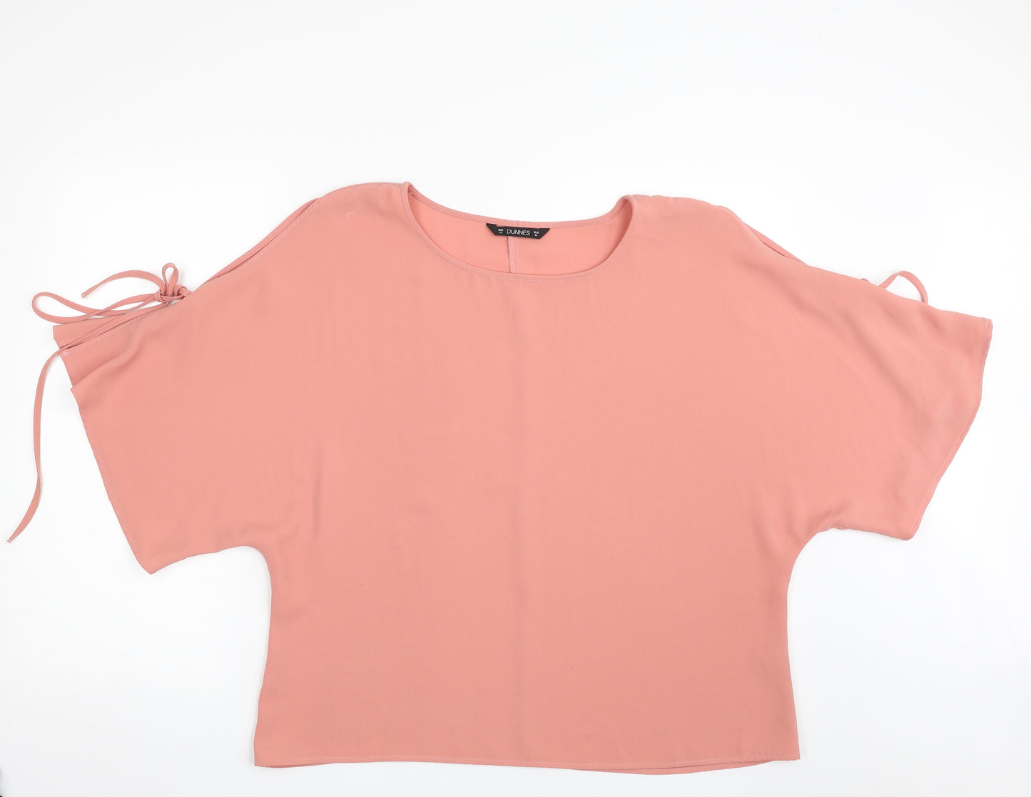 Dunnes Stores Womens Pink  Polyester Basic Blouse Size 16 Boat Neck - Tie