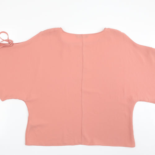 Dunnes Stores Womens Pink  Polyester Basic Blouse Size 16 Boat Neck - Tie