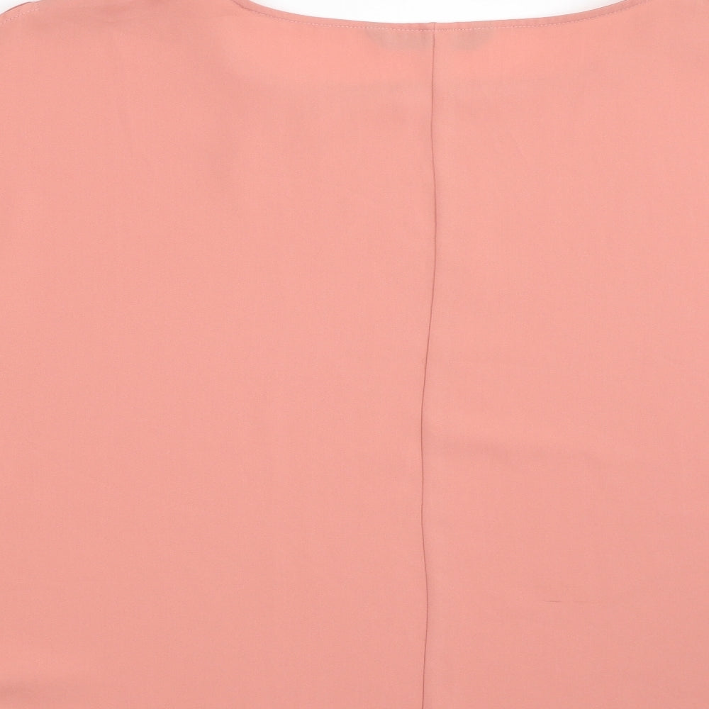 Dunnes Stores Womens Pink  Polyester Basic Blouse Size 16 Boat Neck - Tie