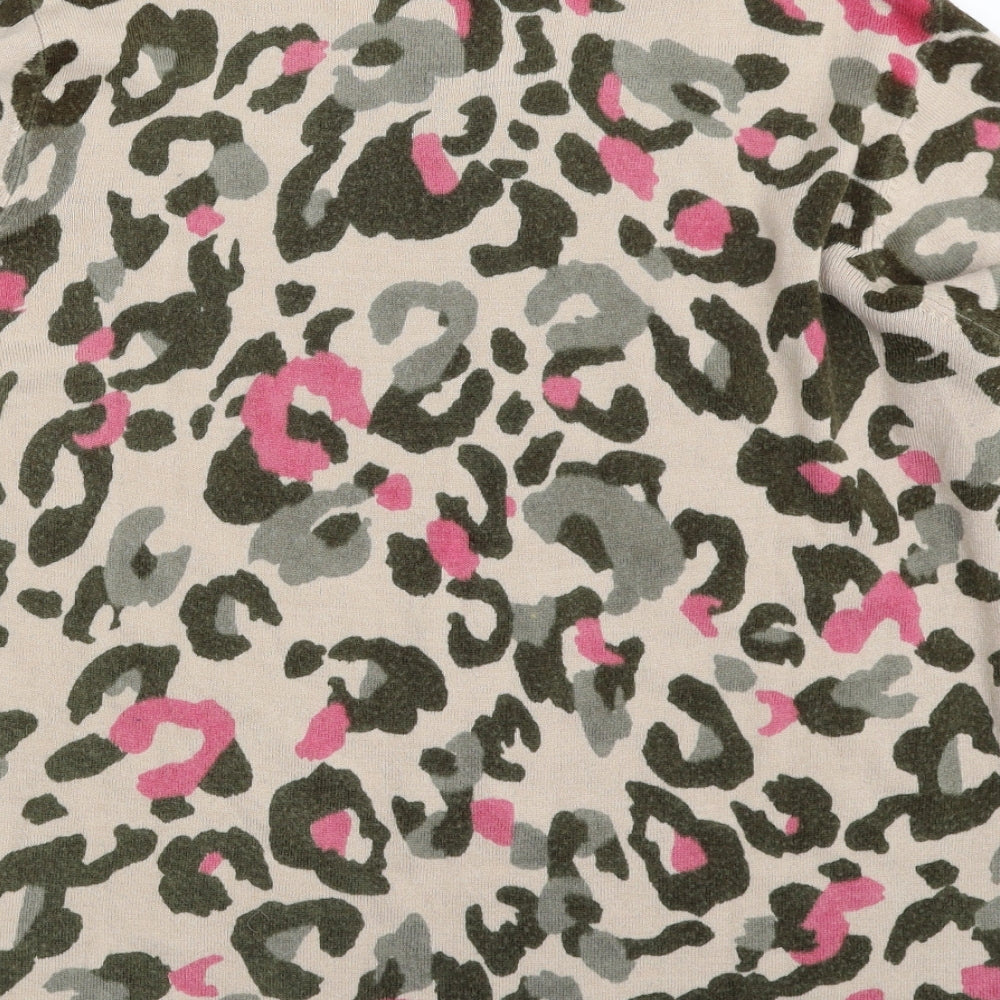 Marks and Spencer Womens Beige Crew Neck Camouflage Acrylic Pullover Jumper Size 18