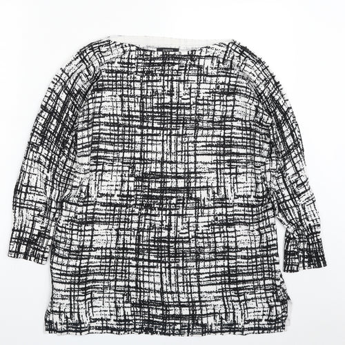Papaya Womens White Boat Neck Geometric Viscose Pullover Jumper Size 16