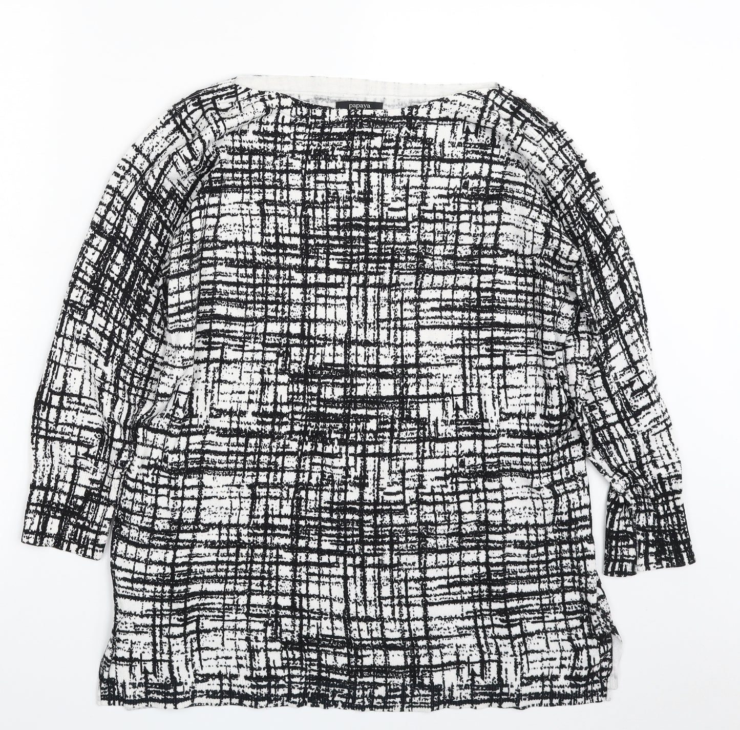 Papaya Womens White Boat Neck Geometric Viscose Pullover Jumper Size 16