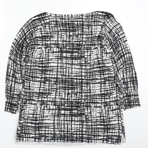 Papaya Womens White Boat Neck Geometric Viscose Pullover Jumper Size 16