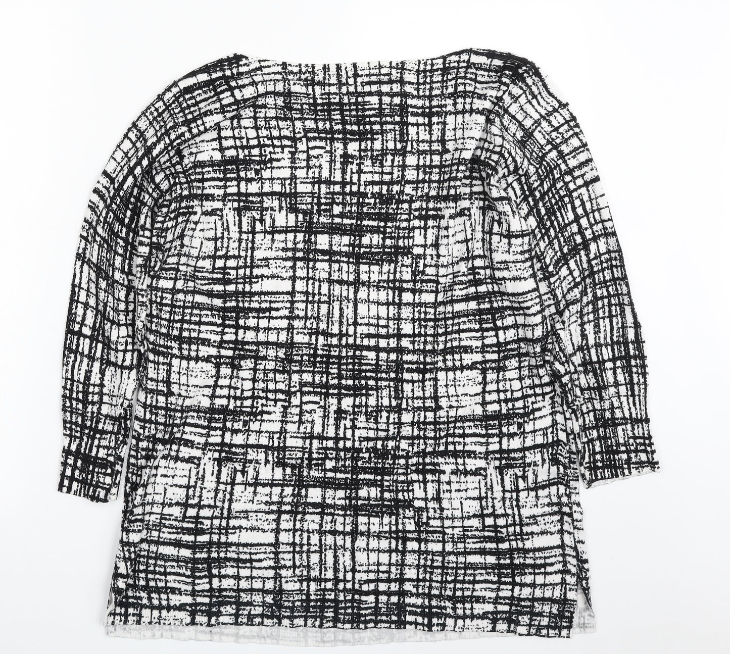 Papaya Womens White Boat Neck Geometric Viscose Pullover Jumper Size 16