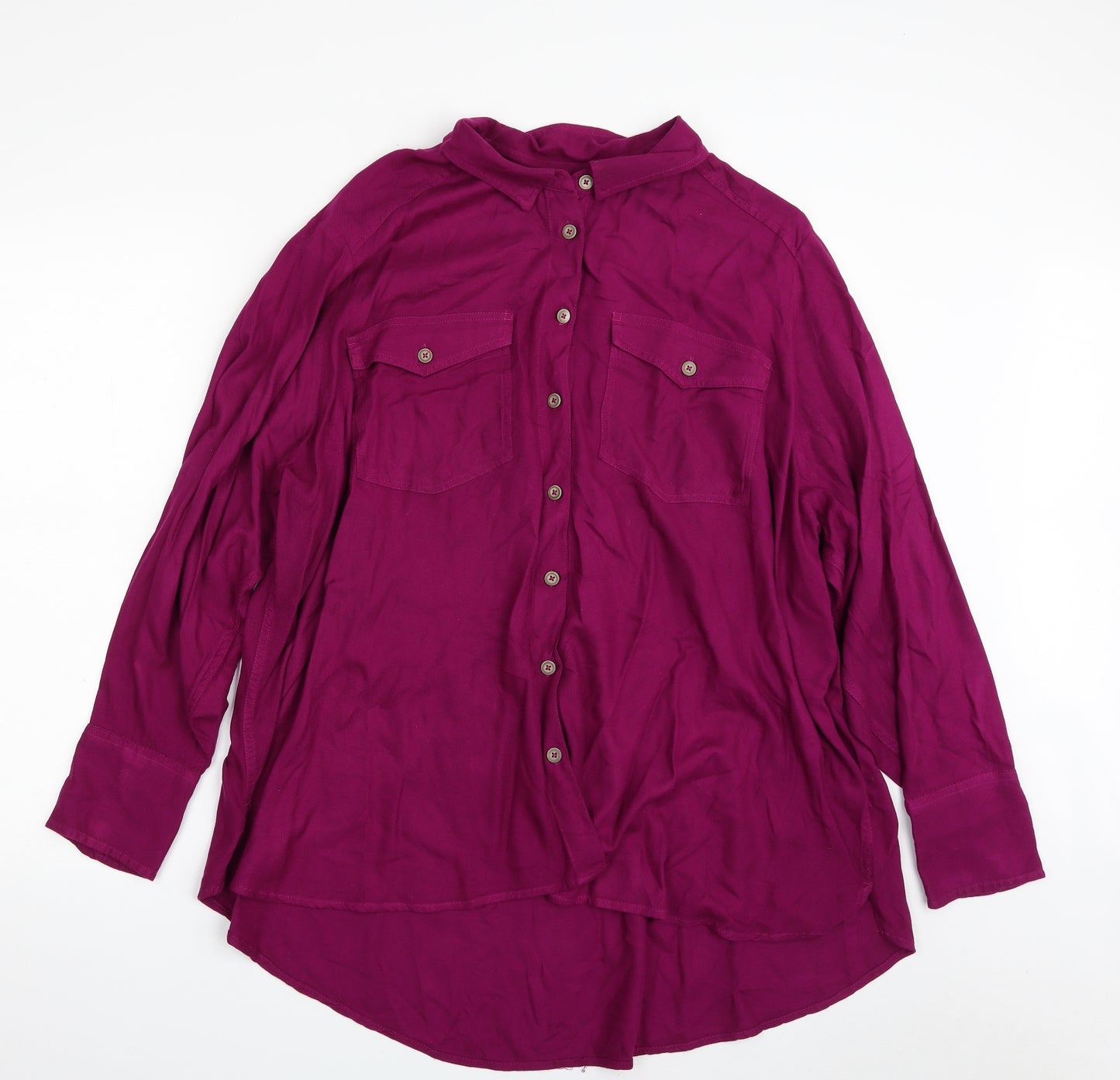 Marks and Spencer Womens Purple  Viscose Basic Blouse Size 22 Collared