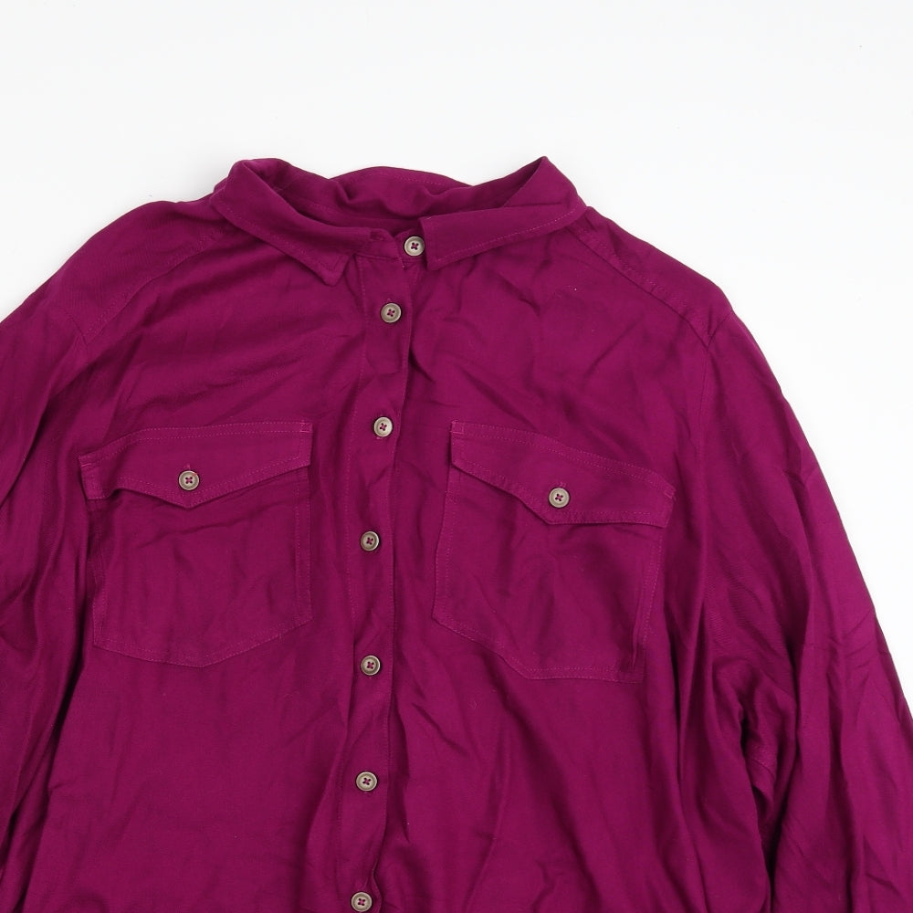 Marks and Spencer Womens Purple  Viscose Basic Blouse Size 22 Collared