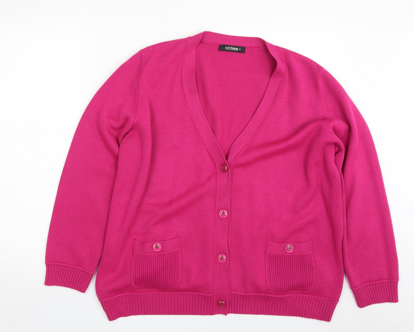 Gollehaug Collection  Womens Pink V-Neck  Wool Cardigan Jumper Size 20
