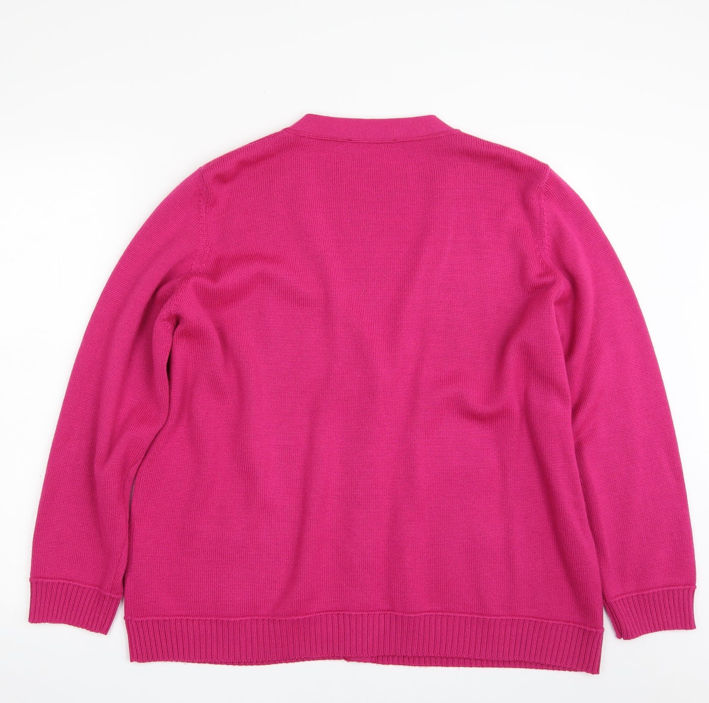 Gollehaug Collection  Womens Pink V-Neck  Wool Cardigan Jumper Size 20