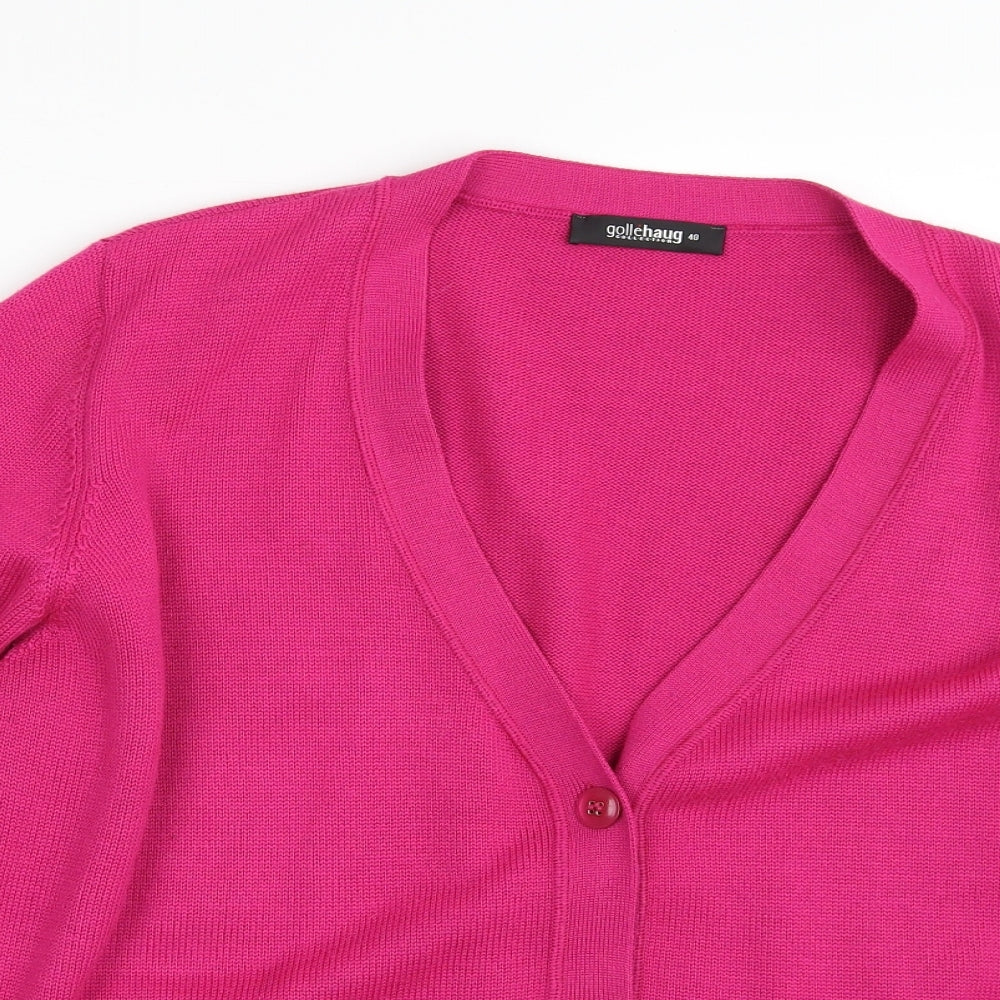 Gollehaug Collection  Womens Pink V-Neck  Wool Cardigan Jumper Size 20