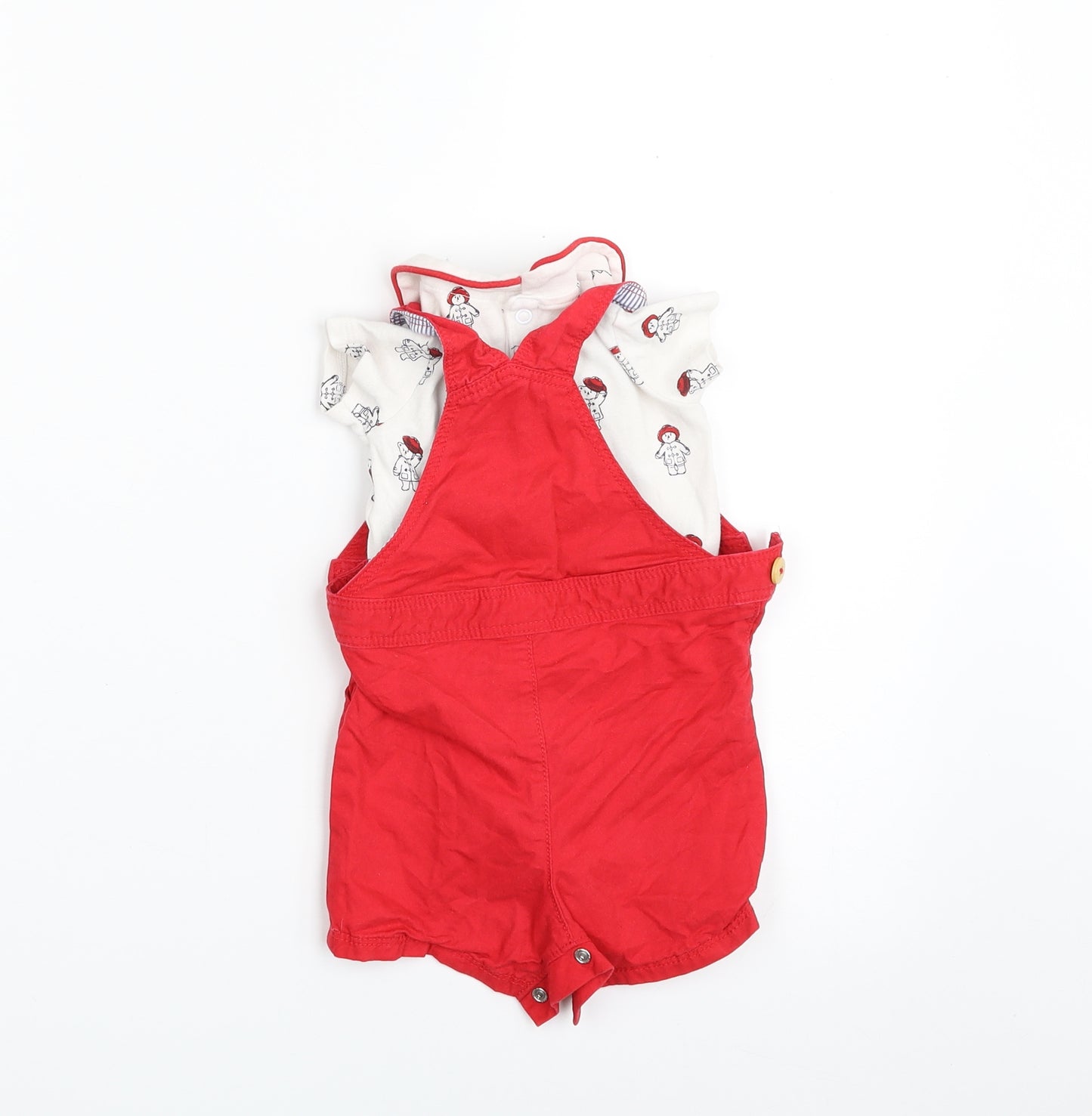 F&F Baby Red  100% Cotton Babygrow One-Piece Size 3-6 Months  Snap - Paddington Bear