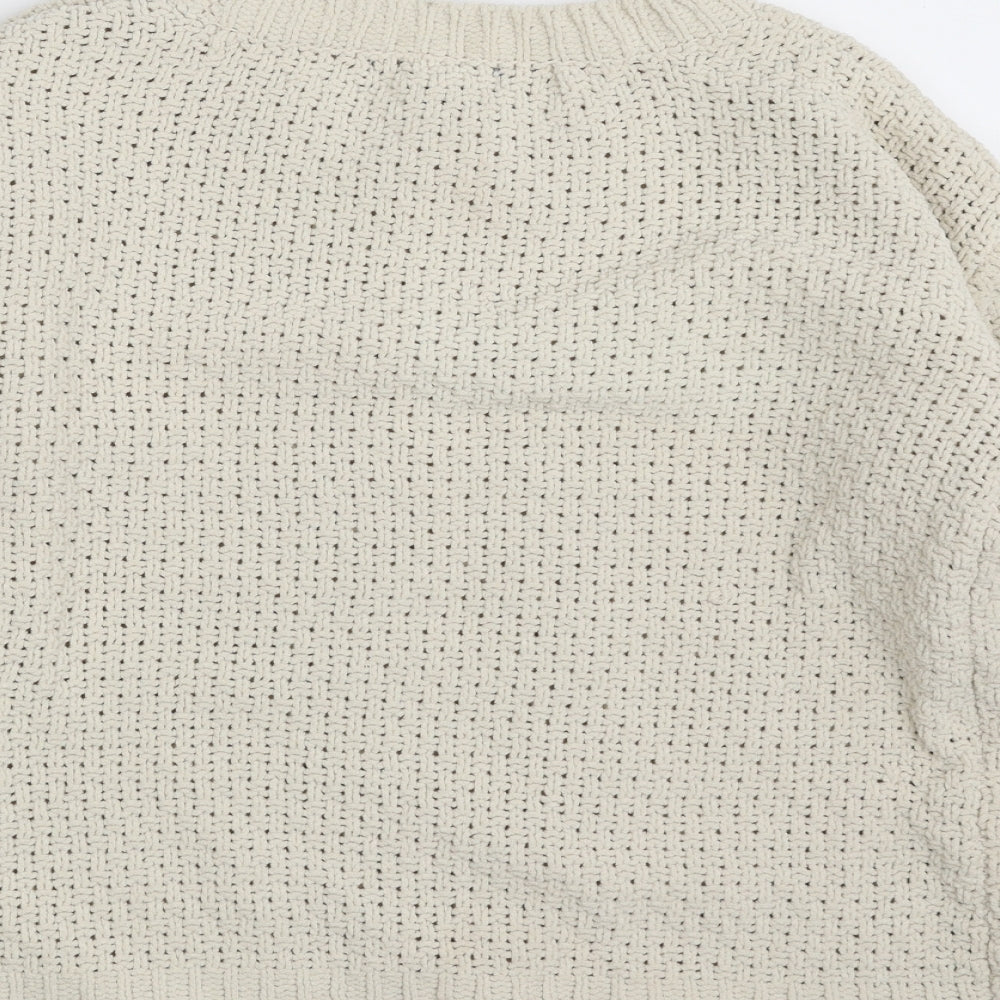 Primark Womens Beige Crew Neck  Acrylic Pullover Jumper Size 4   - Size 4-6